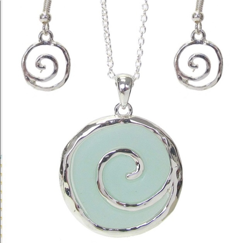 3/$40 Sea glass swirl epoxy pendant necklace set
